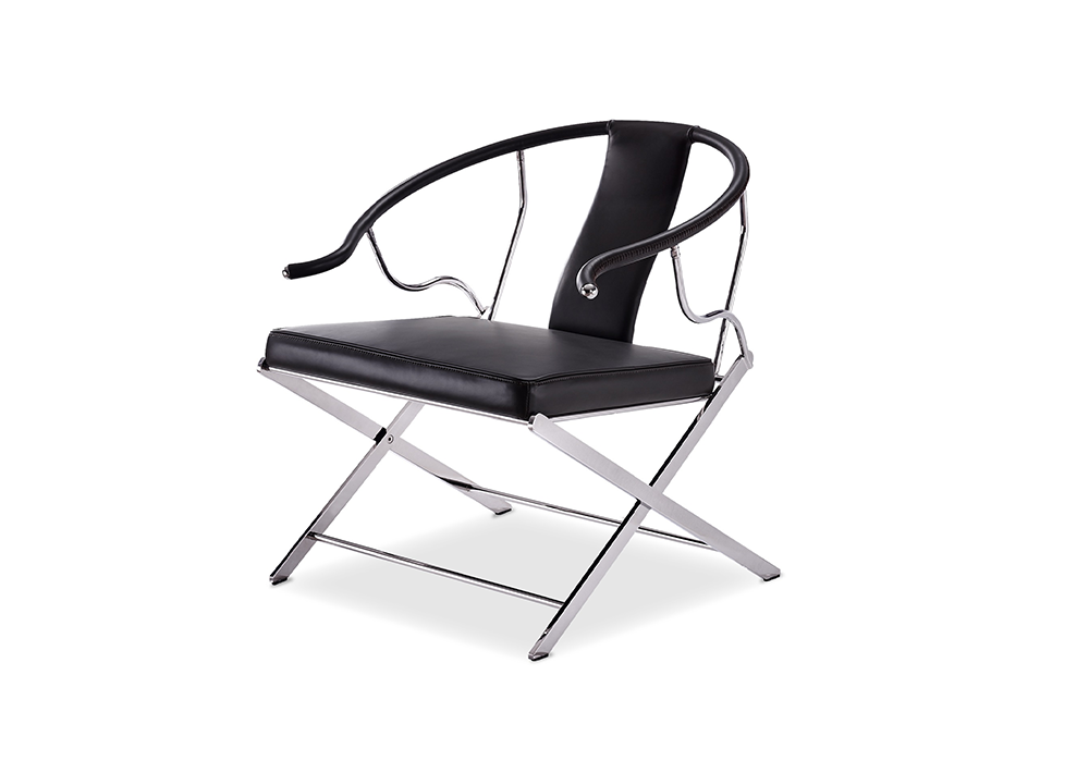 TY·JSJ 现代极简不锈钢架皮质休闲椅